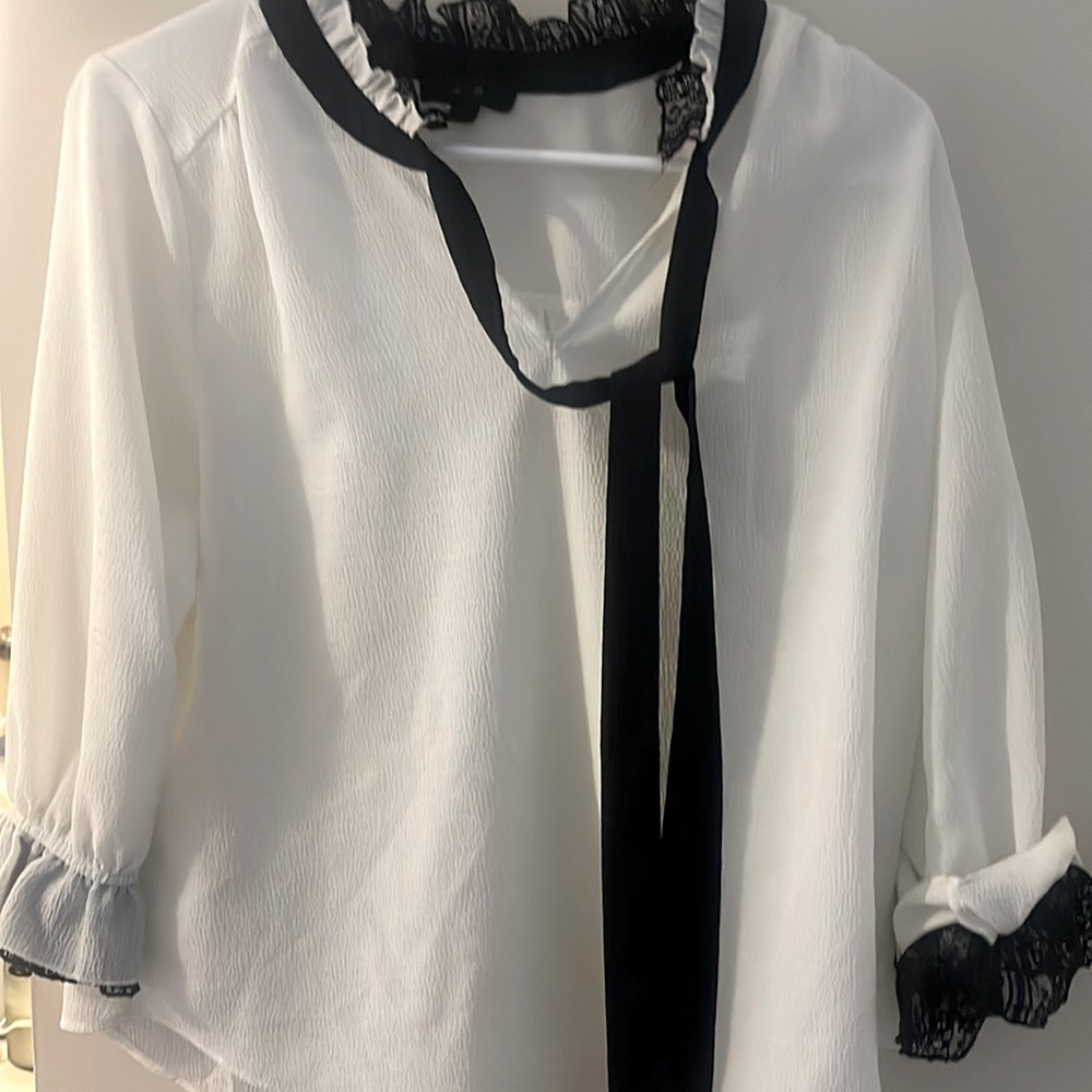 White and Black Blouse